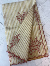 Semi chanderi tissue saree with applique work-  MSH9556