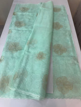 Viscose organza saree with thread work - MSH925 Pastel AquaBlue