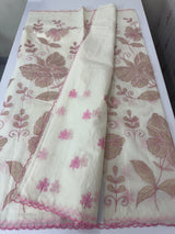 Mul chanderi tissue applique work saree MSH177