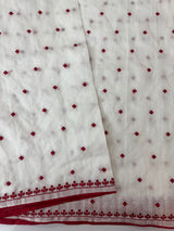 Blended tussar saree with embriodery - MS14401 White and Red