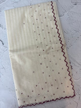 Mul Chanderi Tissue silk saree with foil work & scalloped borders - MNM249