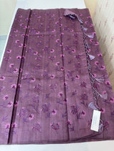 Crushed Blended tussar silk saree with embroidery- MSB7654 Mauve