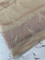 Soft blended silk saree with zari weaving and applique borders MS16445