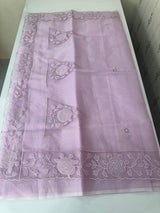 Viscose Organza saree with applique work-MSH101 Lavender