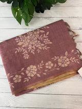 Tissue Linen Saree with applique work MRS890