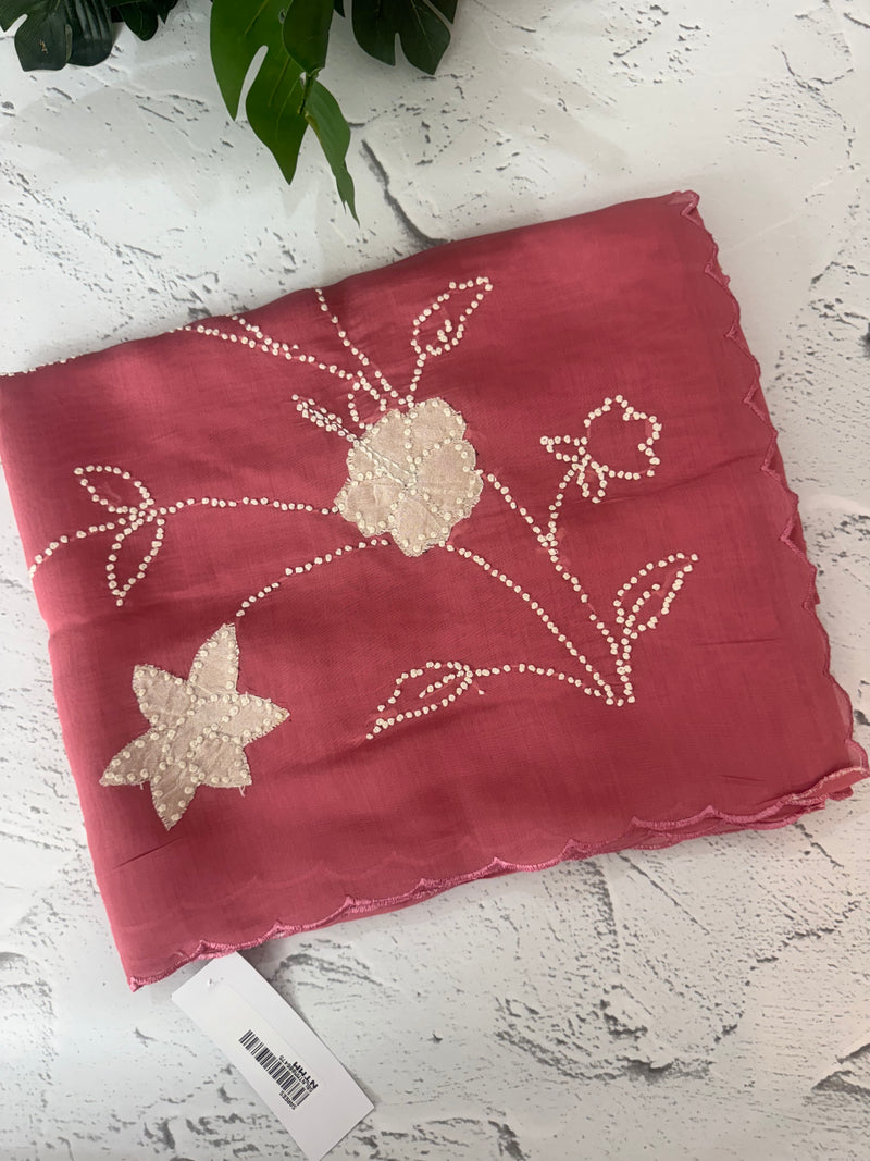 Malai chanderi knot and kanta embriodery saree  MS5556