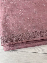 Cutwork satin mix Blended tussar saree with thread work MTS9078- Pastel OnionPink