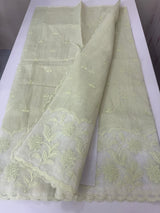 Khadi supernet saree with net applique borders MSH208 PastelGreen