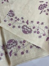 Blended tussar saree with embriodery - MS98765 Cream