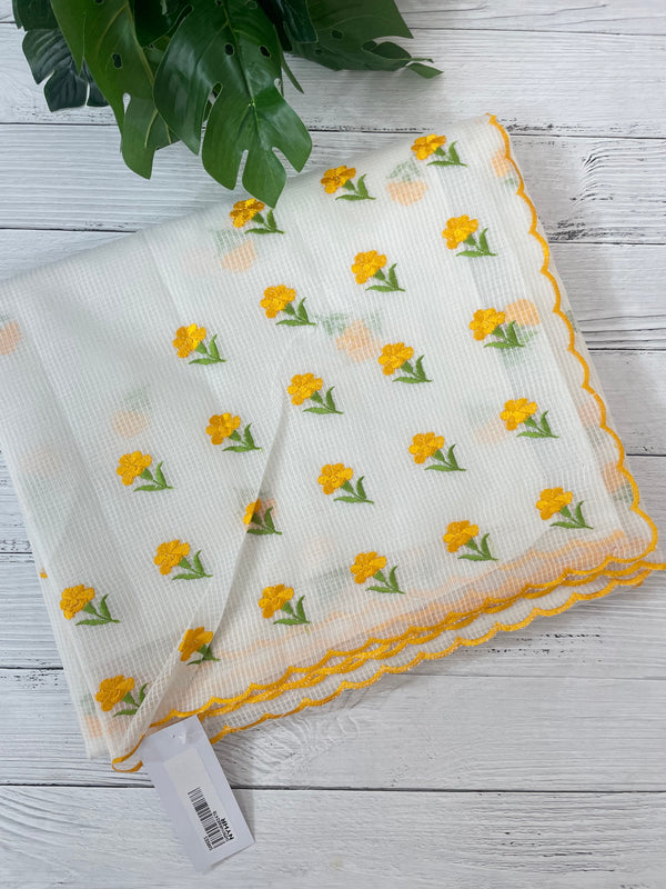NetkKota saree with embroidery MS6868- Yellow