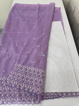 Glassy tissue organza saree with embroidery FKSF133- Lavender