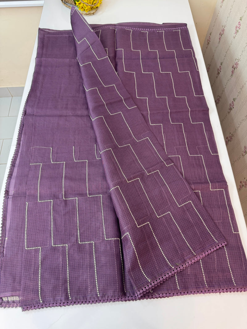 Soft kota silk saree with embriodery MS14809- DarkMauve