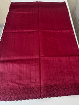 Cutwork Semi tussar saree MTSS845 - Burgundy