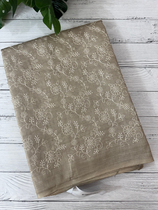 Pure desi tussar silk saree with embroidery(2) - MTSS659(1) Chiku