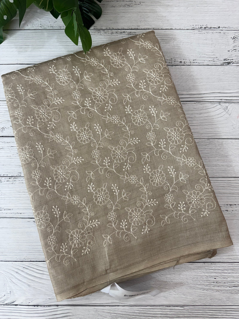 Pure desi tussar silk saree with embroidery(2) - MTSS659(1) Chiku