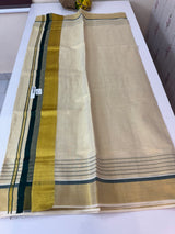Kerala tissue saree - BottleGreen