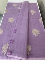 Kota Moonga checks saree with tissue applique work MMS431