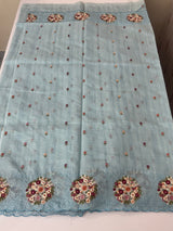 Soft kota silk saree with embroidery MSS678 - PastelBlue