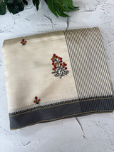 Blended tussar silk saree with embroidery- MSH490