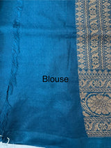 Semi katan Banarasi saree in zari weaving - MSKB899 TealBlue