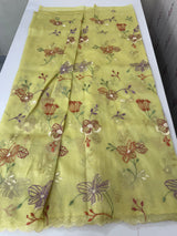 Crush Organza saree with embroidery work MBS699 Yellow