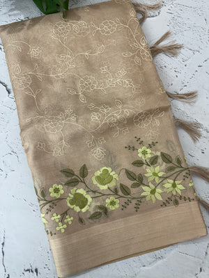 Tissue silk saree with embroidery MSH235