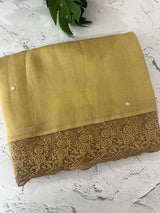 Soft crushed chanderi crepe silk saree with lace borders MLS466