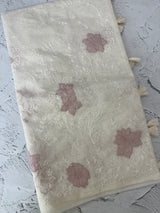 Soft Kota Chanderi saree with applique work MCH689 - Offwhite to NudePink