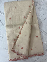 Chanderi Tissue silk saree with scalloped borders - MNM222 (thin lines)
