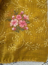 Soft kota checks saree with embroidery - MS7676 MustardYellow
