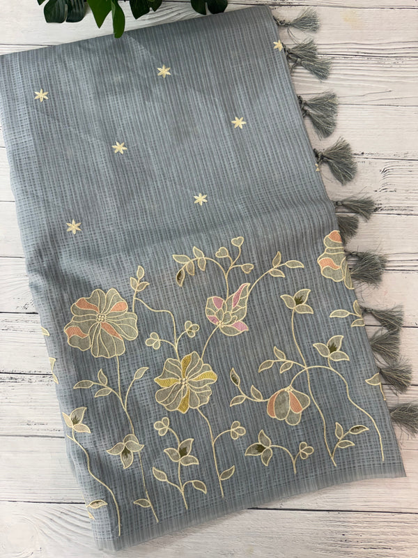 Applique and embroidery work 
 Kota Silk saree MSH118