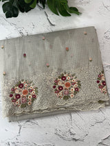 Silky kota embroidery saree MS5407 - Grey