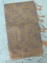 Tissue chanderi saree with applique work MSH699 - Peach