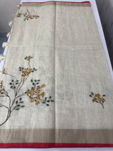 Tissue linen saree with handpainting and kanta work blouse MS14462 (5)