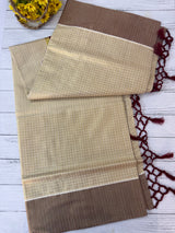 Kerala tissue saree- Gold checks