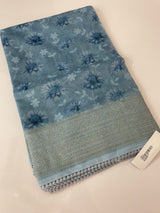 Supernet saree with digital prints and chikankari border SKFNSEM