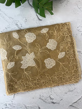 Silk organza saree with applique work MSSA671 Chiku