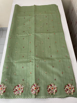 Blended tussar silk saree with embroidery- MS1072 DuskyGreen