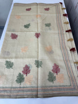 Semi chanderi saree kanta embriodery MSF590 - Cream