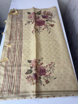 Linen- chanderi saree with french knots, sequence and bead work - MS19965