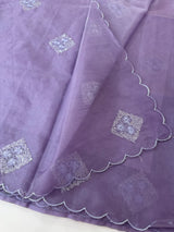 Organza saree with embroidery - MSH375 Purple