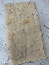 Soft Moonga checks saree with prints and embroidery MSH154 - Beige