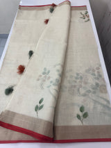 Tissue linen saree with blouse MS14462 (1)