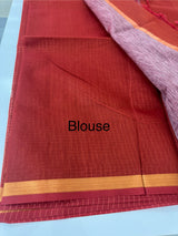 Mangalagiri Silk Cotton Saree with zari checks MS90321 RustOrange