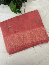 Kota checks embriodery saree MS7689 Peach