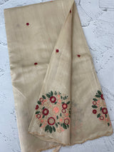 Blended art tussar silk saree with embroidery- MS1090 Cream