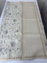 Blended soft tussar saree with cross stitch embriodery - MS8666 (2)