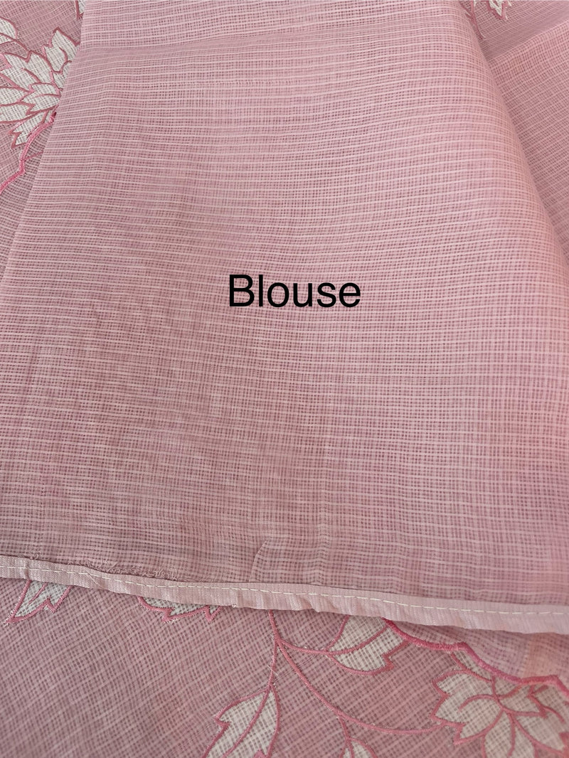 Soft kota silk saree with applique work MS14410 Pastel PeachPink