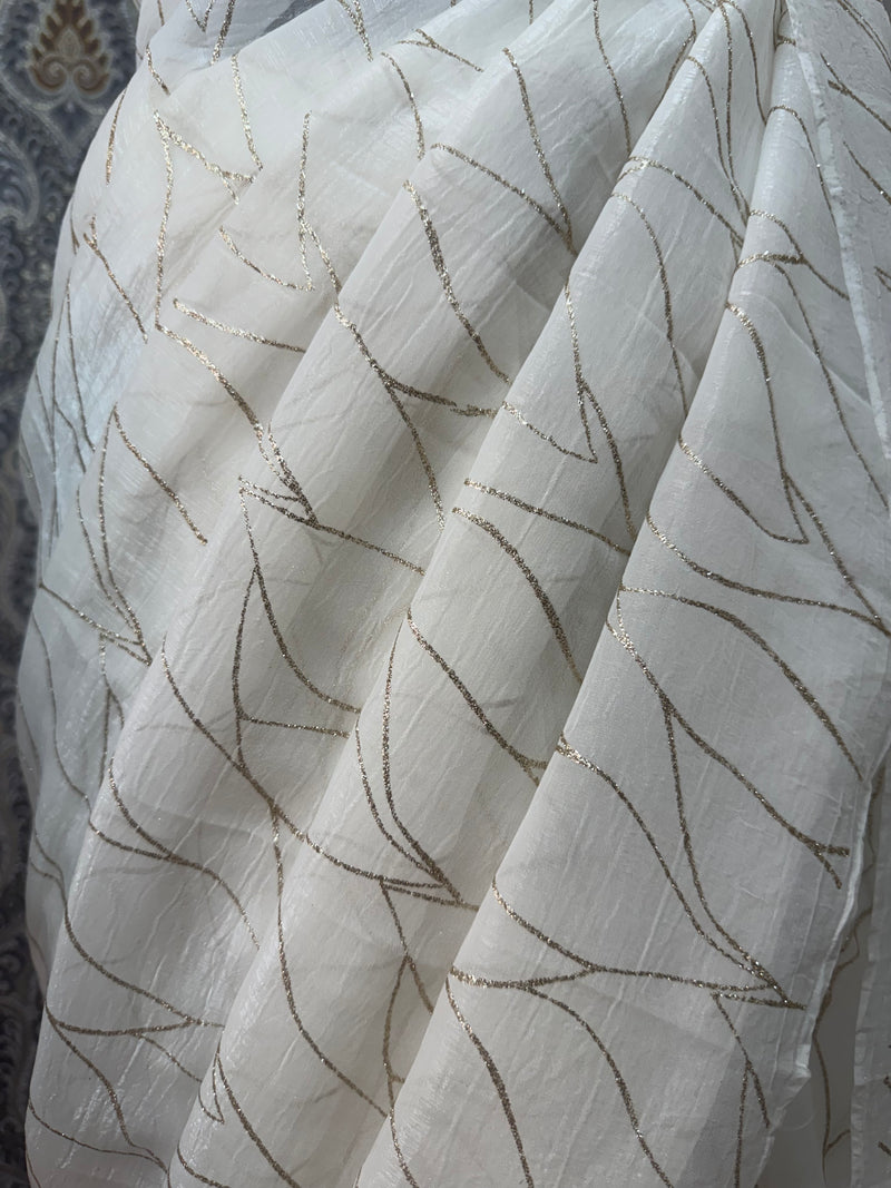 Semi organza saree  MOS8544 White