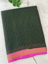 Crepe chiffon saree with small checks zari weaving  MS81890